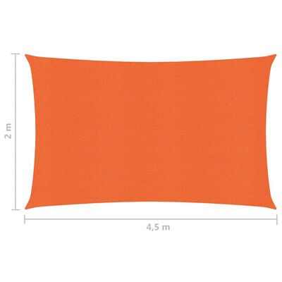 vidaXL Voile d'ombrage 160 g/m² Orange 2x4,5 m PEHD