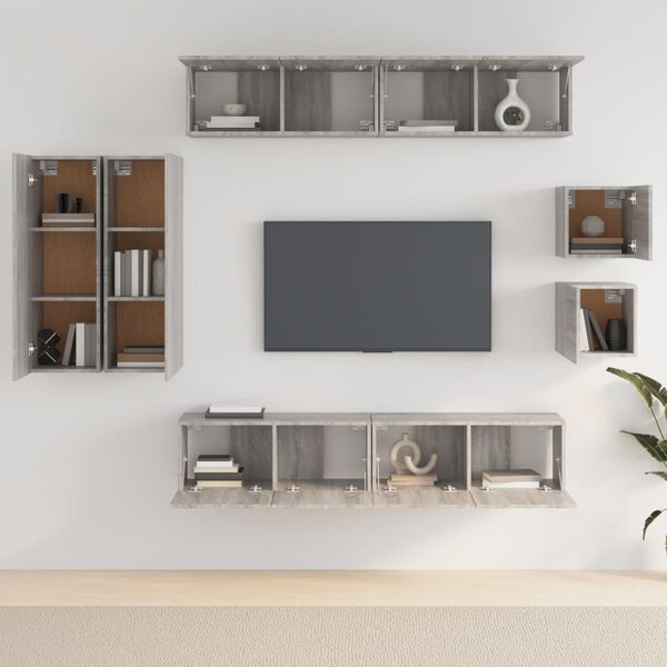 vidaXL Ensemble de meubles TV 8 pcs Sonoma gris Bois d'ing&eacute;nierie