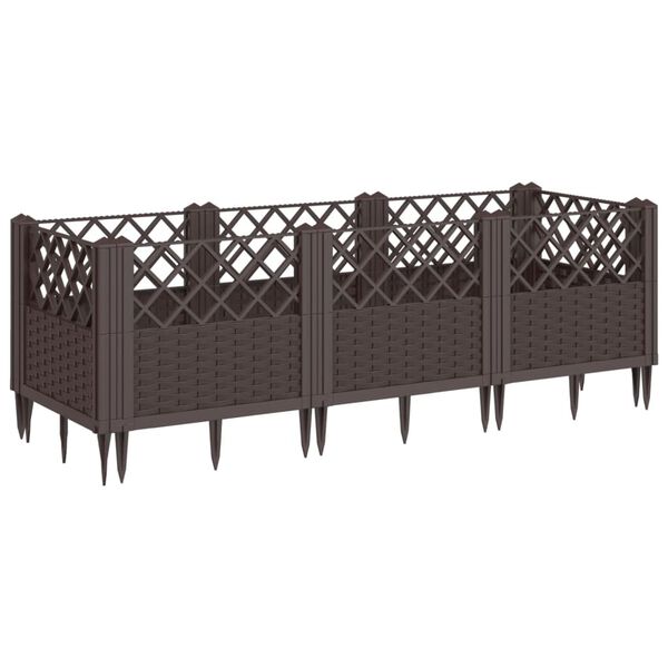 vidaXL Jardinière avec piquets marron 123,5x43,5x43,5 cm PP