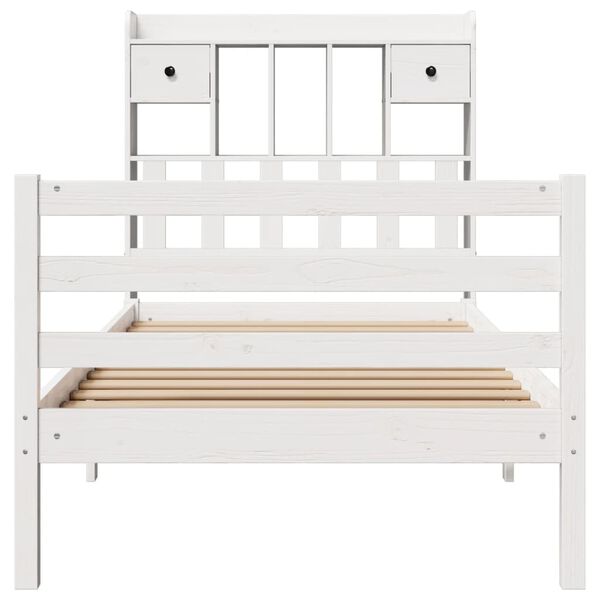 vidaXL Lit bibliothèque sans matelas blanc 90x190cm bois de pin massif