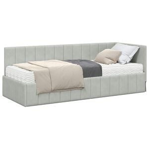 vidaXL Cadre de lit d'angle avec matelas 2 pcs Gris clair Velours