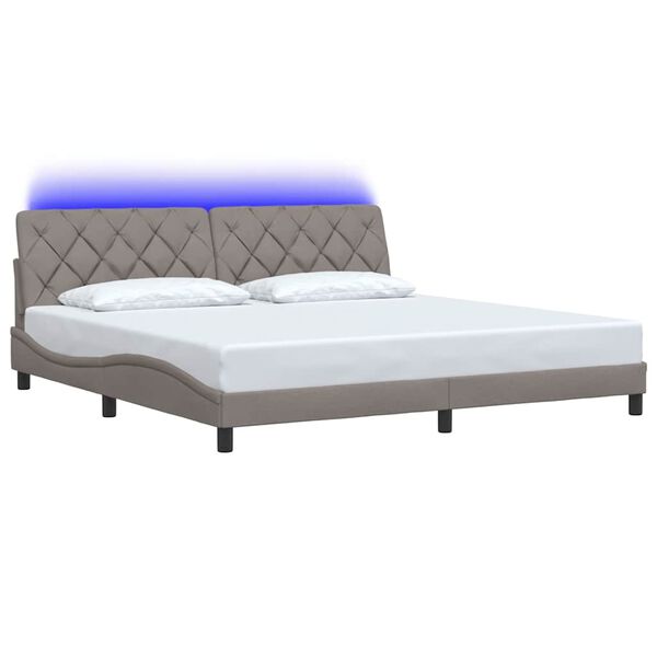 vidaXL Cadre de lit avec LED sans matelas taupe 200x200 cm tissu