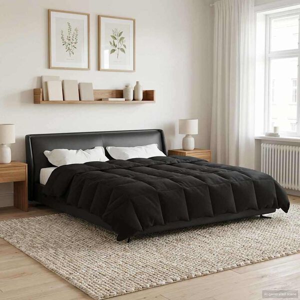 vidaXL Duvet complet toute l'ann&eacute;e Noir 220 x 240 cm Microfibre