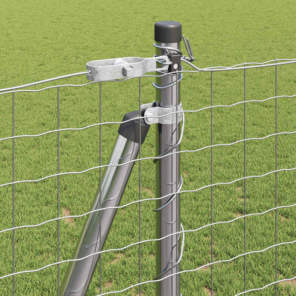 vidaXL Poteau de cl&ocirc;ture. Autre 52 pcs Gris 3,2 x 3,2 x 78,5 cm Acier