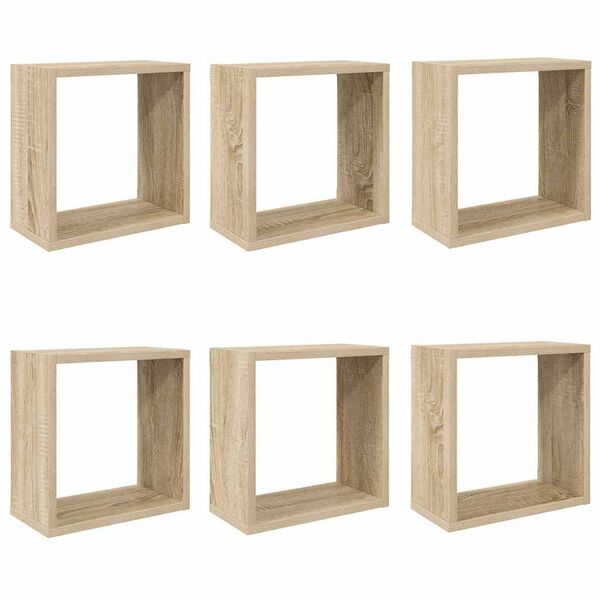 vidaXL &Eacute;tag&egrave;res cube murales 6 pcs Ch&ecirc;ne sonoma 30x15x30 cm