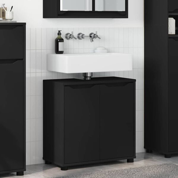 vidaXL Armoire de lavabo de salle de bain Noir 60 x 30 x 60 cm
