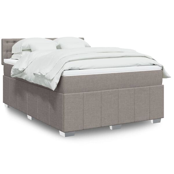 vidaXL Sommier &agrave; lattes de lit avec matelas Taupe 140x190 cm Tissu