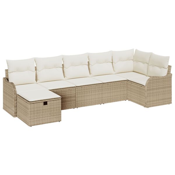 vidaXL Ensemble de Canap&eacute;s avec coussin Beige et cr&egrave;me polyrotin