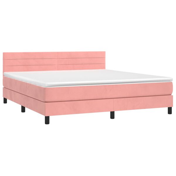 vidaXL Sommier &agrave; lattes de lit avec matelas et LED Rose 160x200 cm