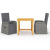 vidaXL Ensemble &agrave; manger de jardin 3 pcs Gris