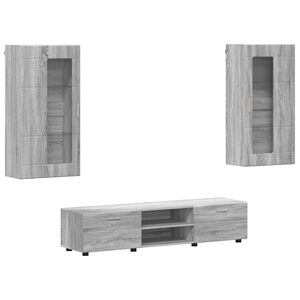 vidaXL Ensemble meuble TV FLORIN 3 pcs Gris Sonoma Bois d'ing&eacute;nierie