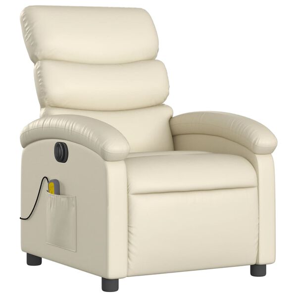 vidaXL Fauteuil de massage inclinable électrique crème similicuir