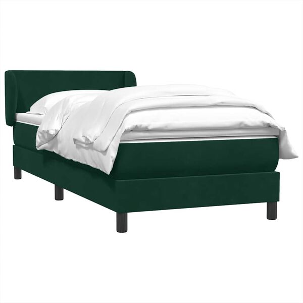 vidaXL Sommier &agrave; lattes de lit et matelas vert fonc&eacute; 90x210 cm velours