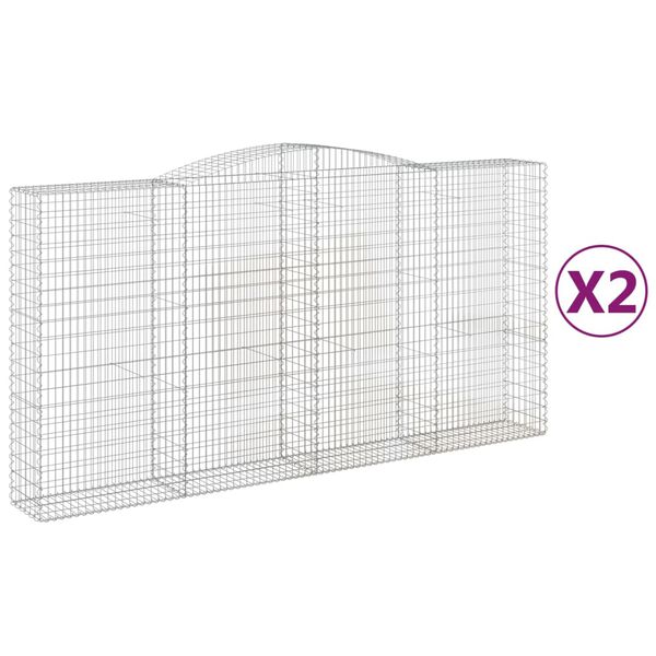 vidaXL Paniers &agrave; gabions arqu&eacute;s 2 pcs 400x50x200/220 cm Fer galvanis&eacute;