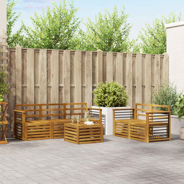 vidaXL Ensembles de canap&eacute;s 6 pcs Naturel Bois d'Acacia Massif