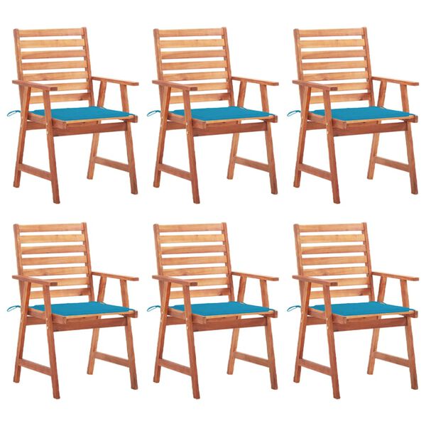 vidaXL Chaises &agrave; manger d'ext&eacute;rieur lot de 6 et coussins Acacia massif