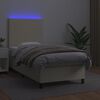 vidaXL Sommier &agrave; lattes de lit avec matelas et LED Cr&egrave;me 90x190 cm