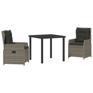 vidaXL Ensemble de salle &agrave; manger pour jardin 3 pc Gris polyrotin