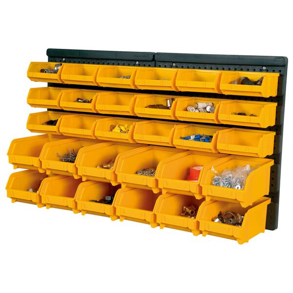vidaXL Kit de bacs de stockage et panneaux muraux 32 pcs Jaune et noir