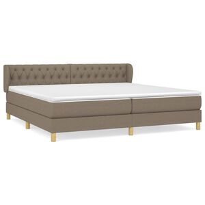 vidaXL Sommier &agrave; lattes de lit avec matelas Taupe 200x200 cm Tissu
