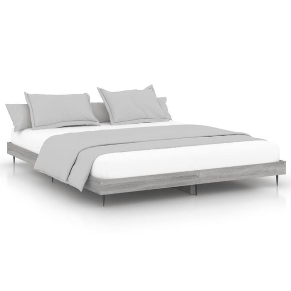 vidaXL Cadre de lit sans matelas sonoma gris 160x200cm bois ing&eacute;nierie