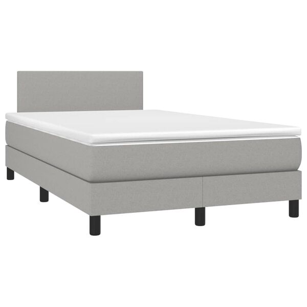 vidaXL Sommier &agrave; lattes de lit et matelas gris clair 120x190 cm tissu