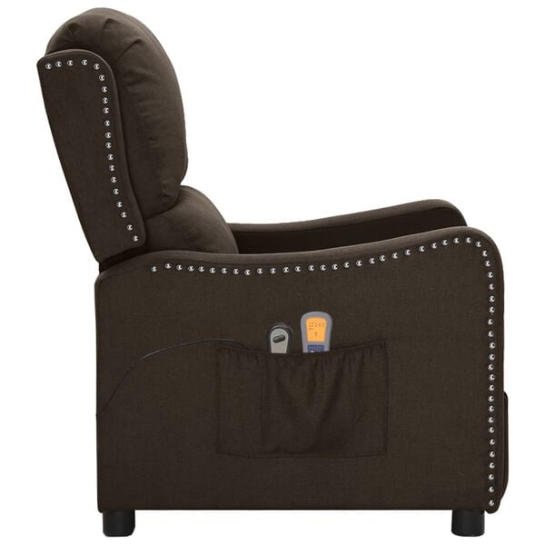 vidaXL Fauteuil électrique de massage Marron foncé Tissu