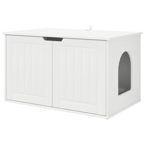 vidaXL Maison pour chat Blanc 85 x 55 x 50,5 cm Bois d'ing&eacute;nierie