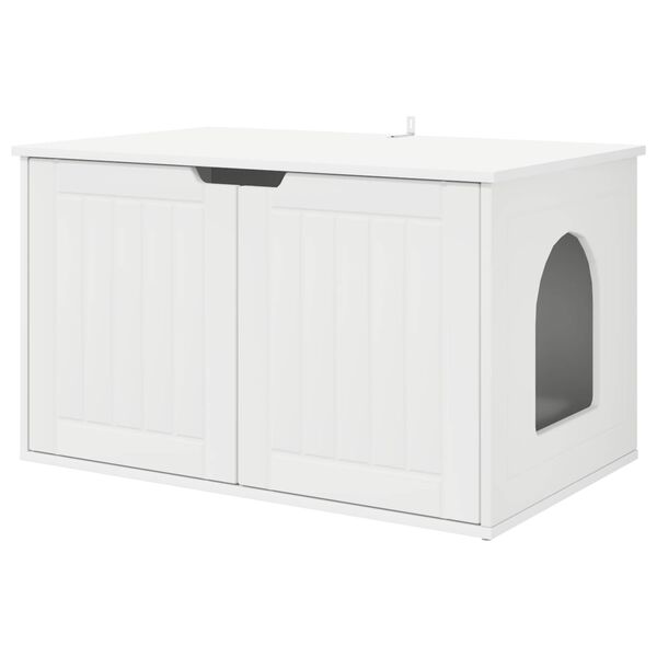 vidaXL Maison pour chat Blanc 85 x 55 x 50,5 cm Bois d'ing&eacute;nierie