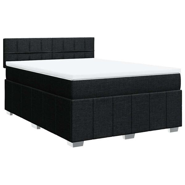 vidaXL Sommier &agrave; lattes de lit avec matelas Noir 140x200 cm Tissu