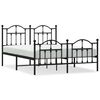 vidaXL Cadre de lit m&eacute;tal sans matelas avec pied de lit noir 150x200cm