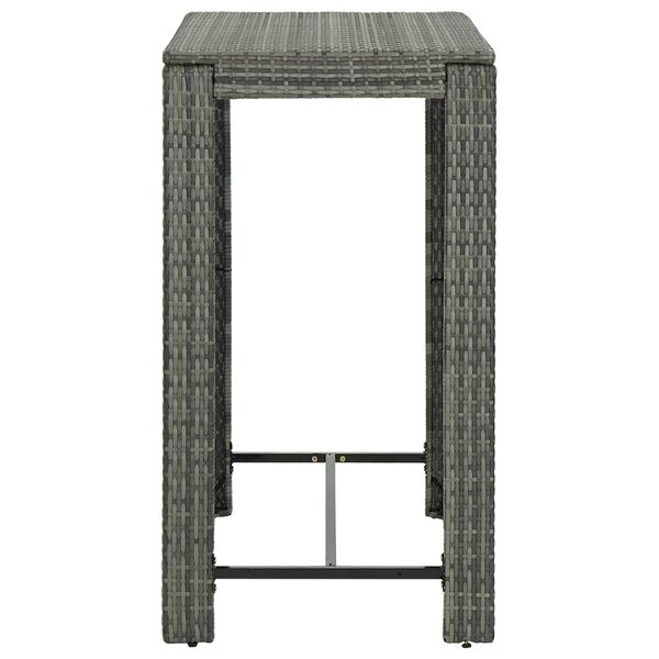vidaXL Table de bar de jardin Gris 100x60,5x110,5 cm Résine tressée