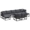 vidaXL Ensemble de canapé de jardin avec coussin 9 pcs Noir Aluminium