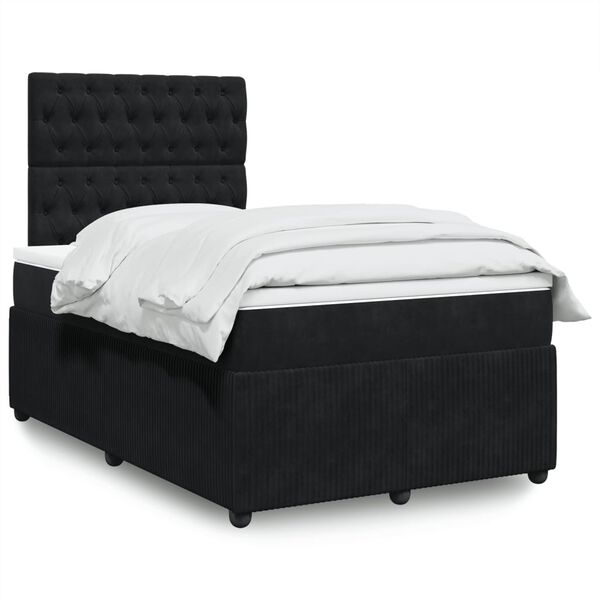 vidaXL Sommier &agrave; lattes de lit avec matelas noir 120x190 cm velours