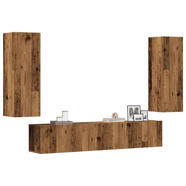 vidaXL Meubles TV muraux 4 pcs vieux bois bois d'ing&eacute;nierie