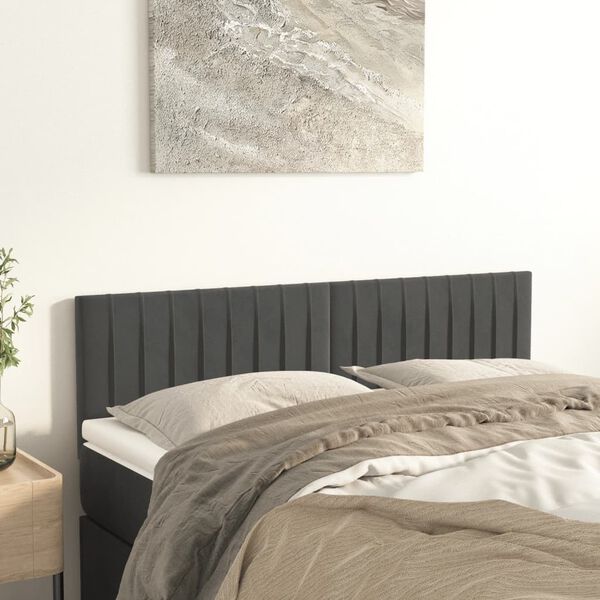 vidaXL T&ecirc;tes de lit Gris fonc&eacute; 144x5x78/88 cm Velours