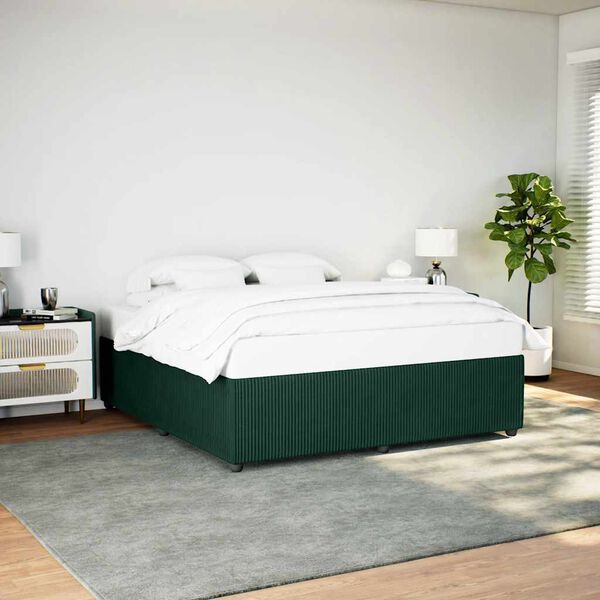 vidaXL Cadre de lit sans matelas vert fonc&eacute; 180x200 cm velours