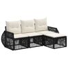 vidaXL Ensemble de canap&eacute; de jardin 4 pc Noir et blanc cr&egrave;me polyrotin