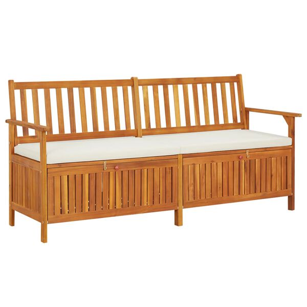 vidaXL Banc de rangement avec coussin 170 cm Bois d'acacia solide
