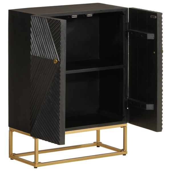 vidaXL Buffet noir 55x30x76 cm bois massif de manguier et fer