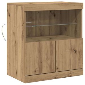 vidaXL Buffet LED Marron 60,5 x 37 x 67 cm Bois d'ing&eacute;nierie