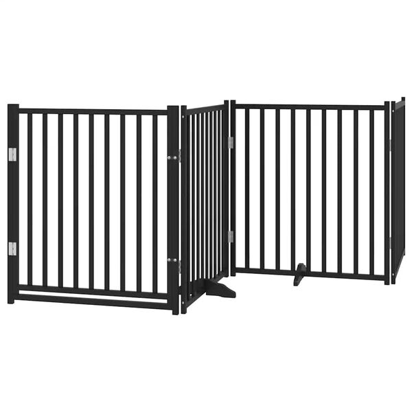 vidaXL Barri&egrave;re pour chien porte pliable 6 panneaux noir bois peuplier