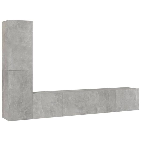 vidaXL Ensemble de meubles TV 4 pcs Gris béton Bois d'ingénierie