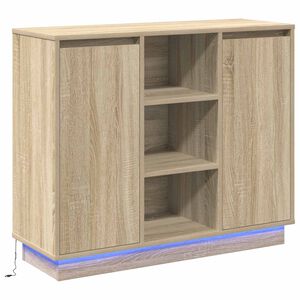 vidaXL Buffet LED Ch&ecirc;ne Sonoma 90 x 32 x 75 cm Bois d'ing&eacute;nierie