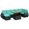 vidaXL Salon de jardin avec coussins 8 pcs noir r&eacute;sine tress&eacute;e acacia