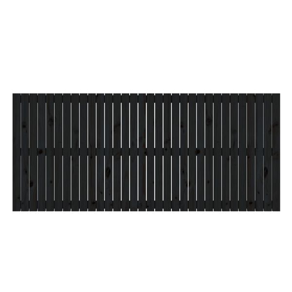 vidaXL T&ecirc;te de lit murale Noir 204x3x90 cm Bois massif de pin