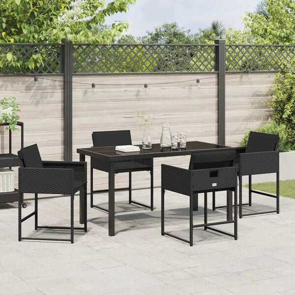 vidaXL Ensemble de salle &agrave; manger pour jardin 5 pcs Noir polyrotin