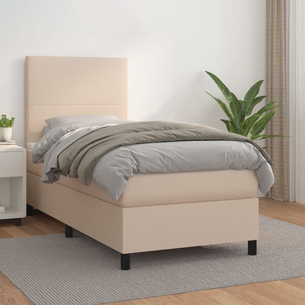 vidaXL Sommier à lattes de lit avec matelas Cappuccino 90x200 cm