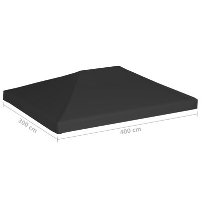 vidaXL Toile de toit de belvédère 270 g/m² 4x3 m Noir
