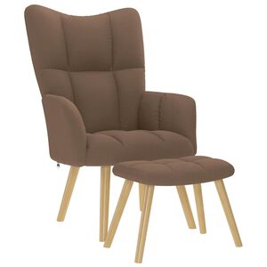 vidaXL Chaise de relaxation avec repose-pied Marron Tissu